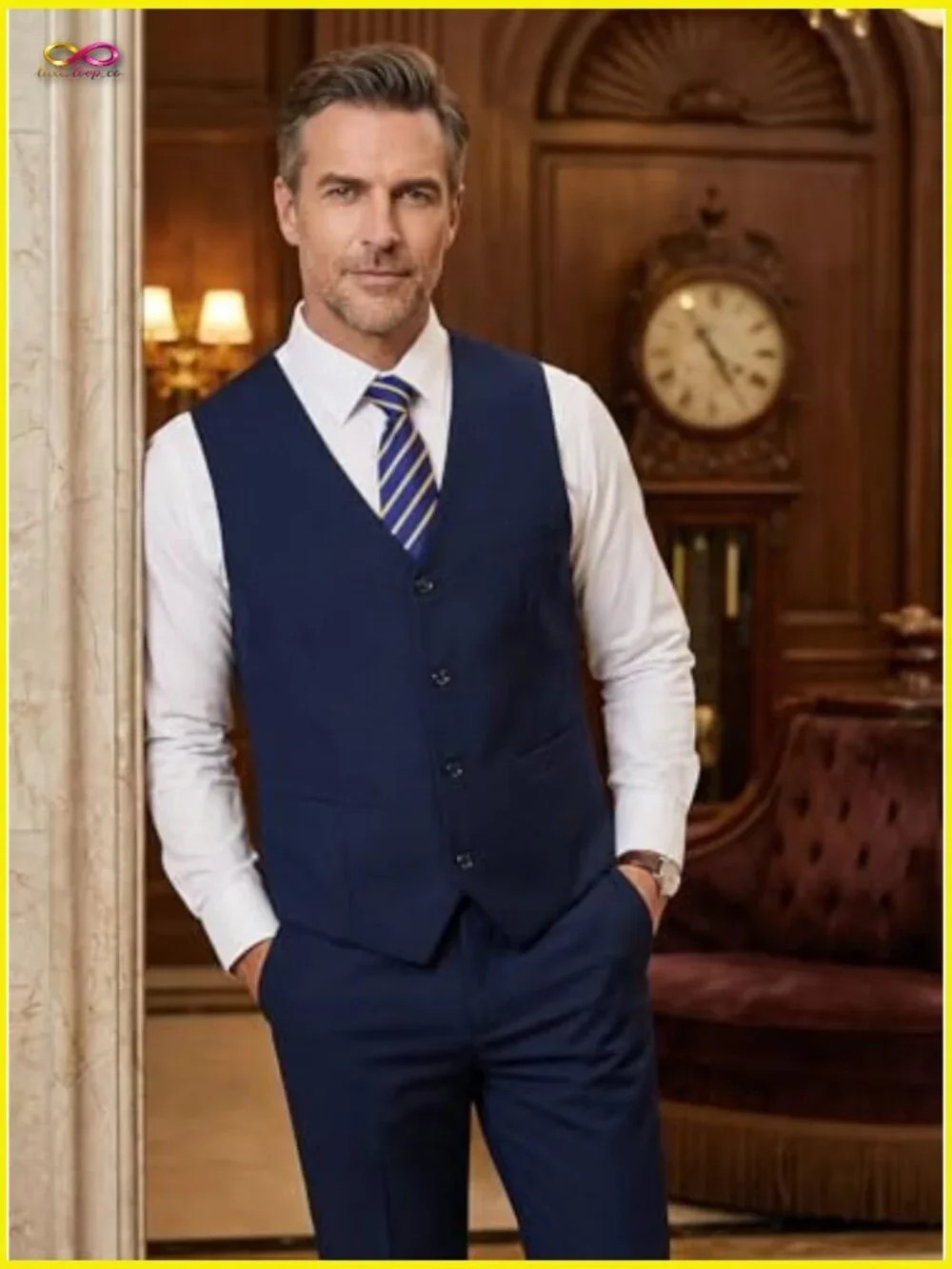 Modern Slim Fit Vest Pants Set Classic Elegant Formal Casual Business Wear